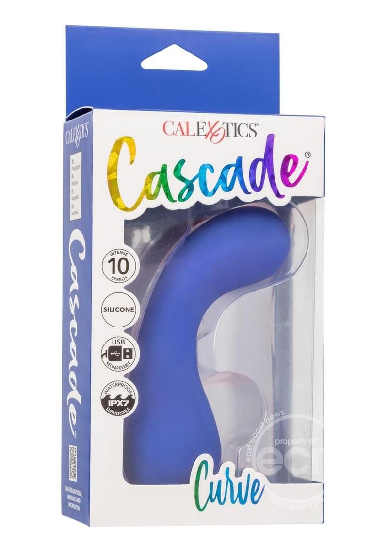 Cascade Curve Rechargeable Silicone Vibrator - Blue