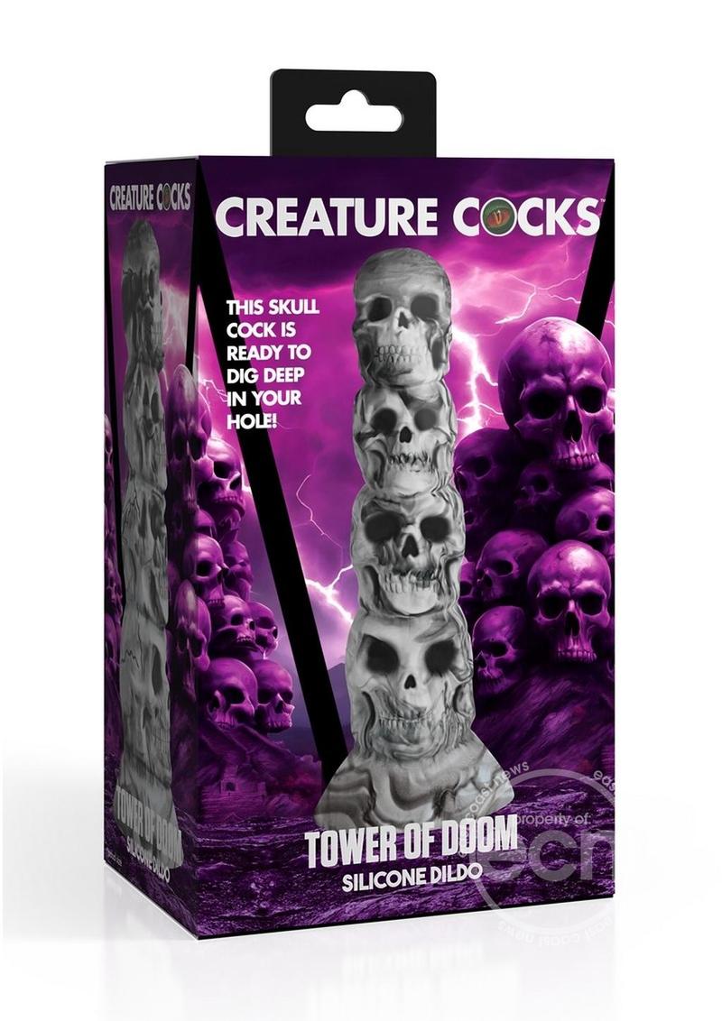 Creature Cocks Tower of Doom Silicone Dildo - Gray/White