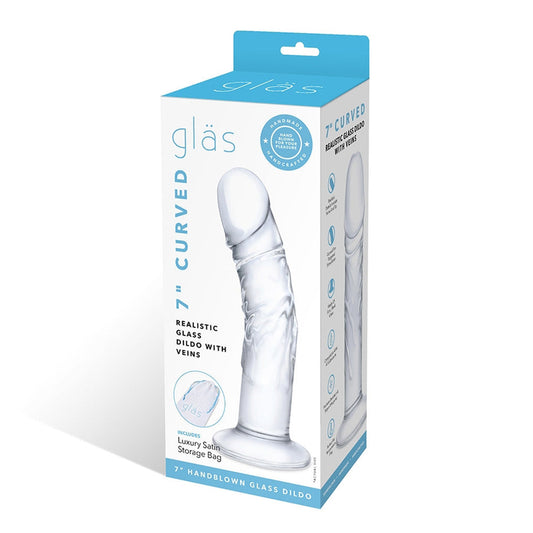 Glas 7 in. Curved Realistic Glass Dildo with Veins