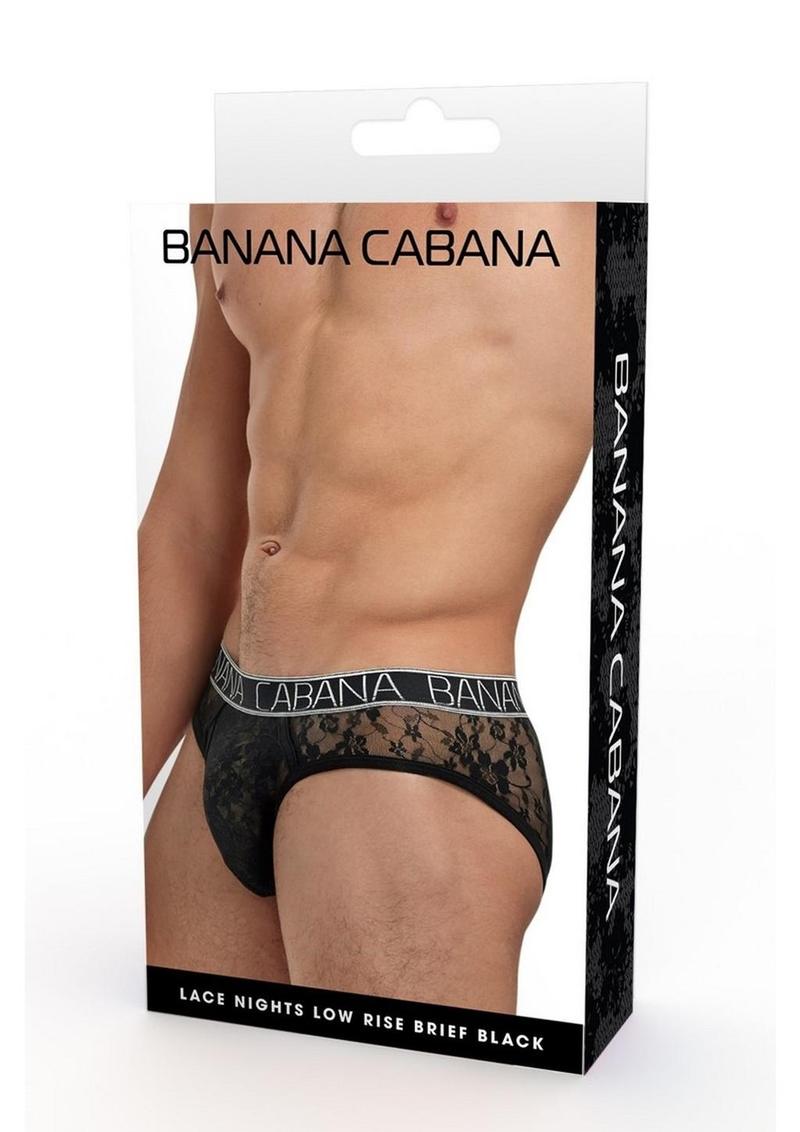Banana Cabana Lace Nights Low Rise Brief - Black