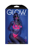 Fantasy Lingerie Glow Sweet Escape Open-Cup Cage Bra & Crotchless Neon Pink Panty