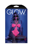 Fantasy Lingerie Glow Impress Me Lace Bodysuit With Open-Cage Back Neon Pink