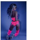 Fantasy Lingerie Glow No Promises Footless Teddy Bodystocking Neon Pink O/S