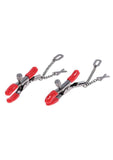 Sex & Mischief Ex's & Oh's Nipple Clamps - Red/Black