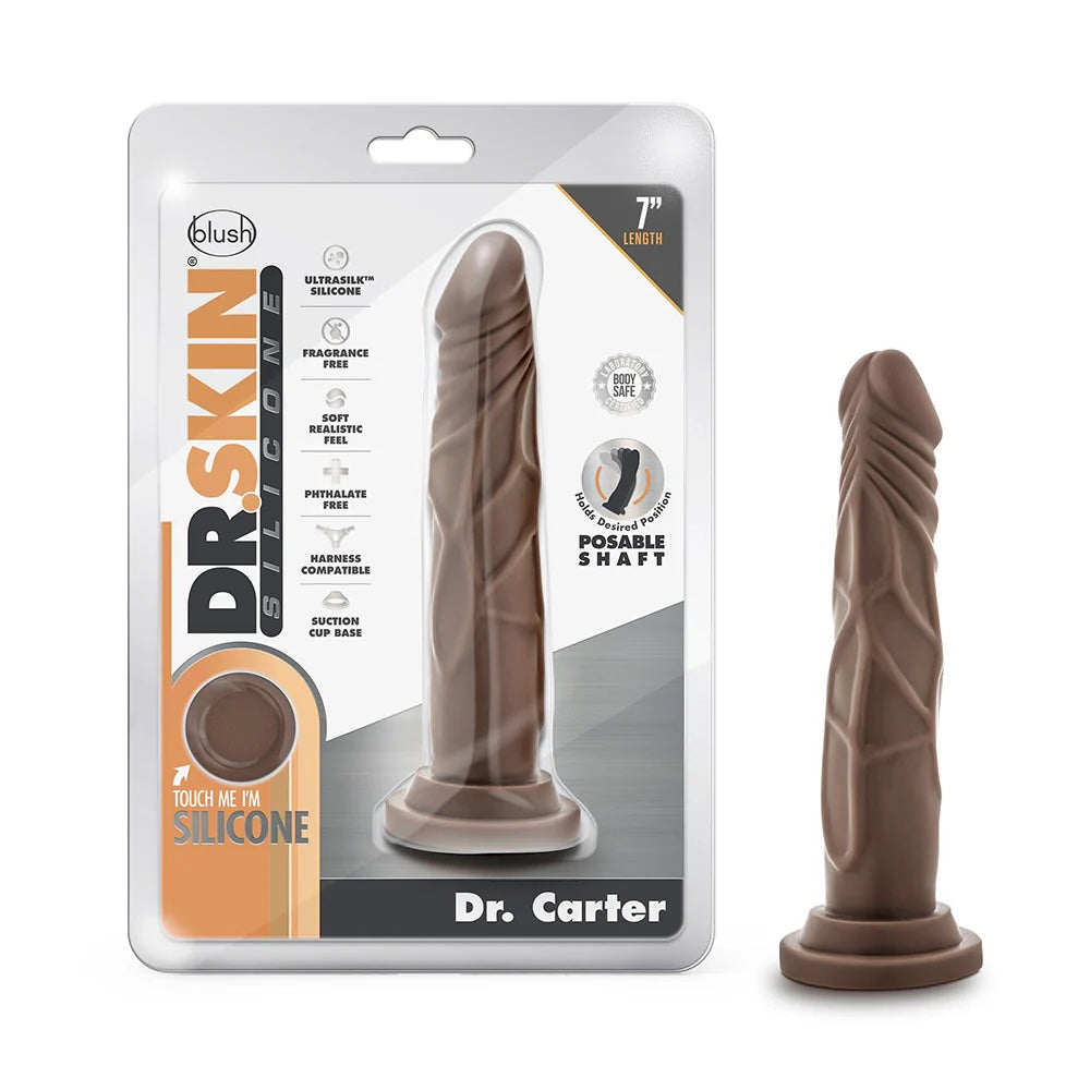 Dr. Skin Silicone Dr. Carter Realistic 7 in. Posable Dildo