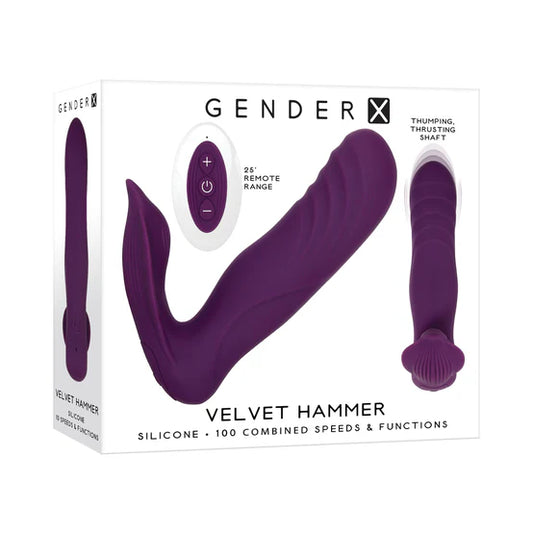 Gender X Velvet Hammer Rechargeable Remote-Controlled Thumping Thrusting Dual Stimulator Purple