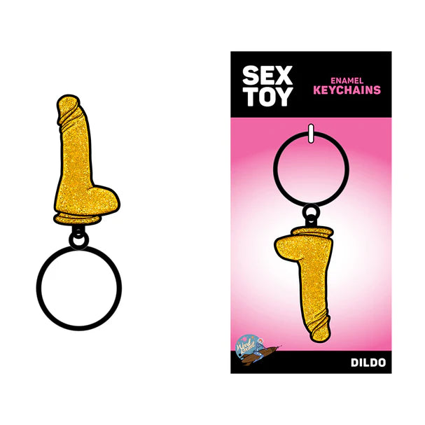 Sex Toy Keychain Gold Glitter Dildo