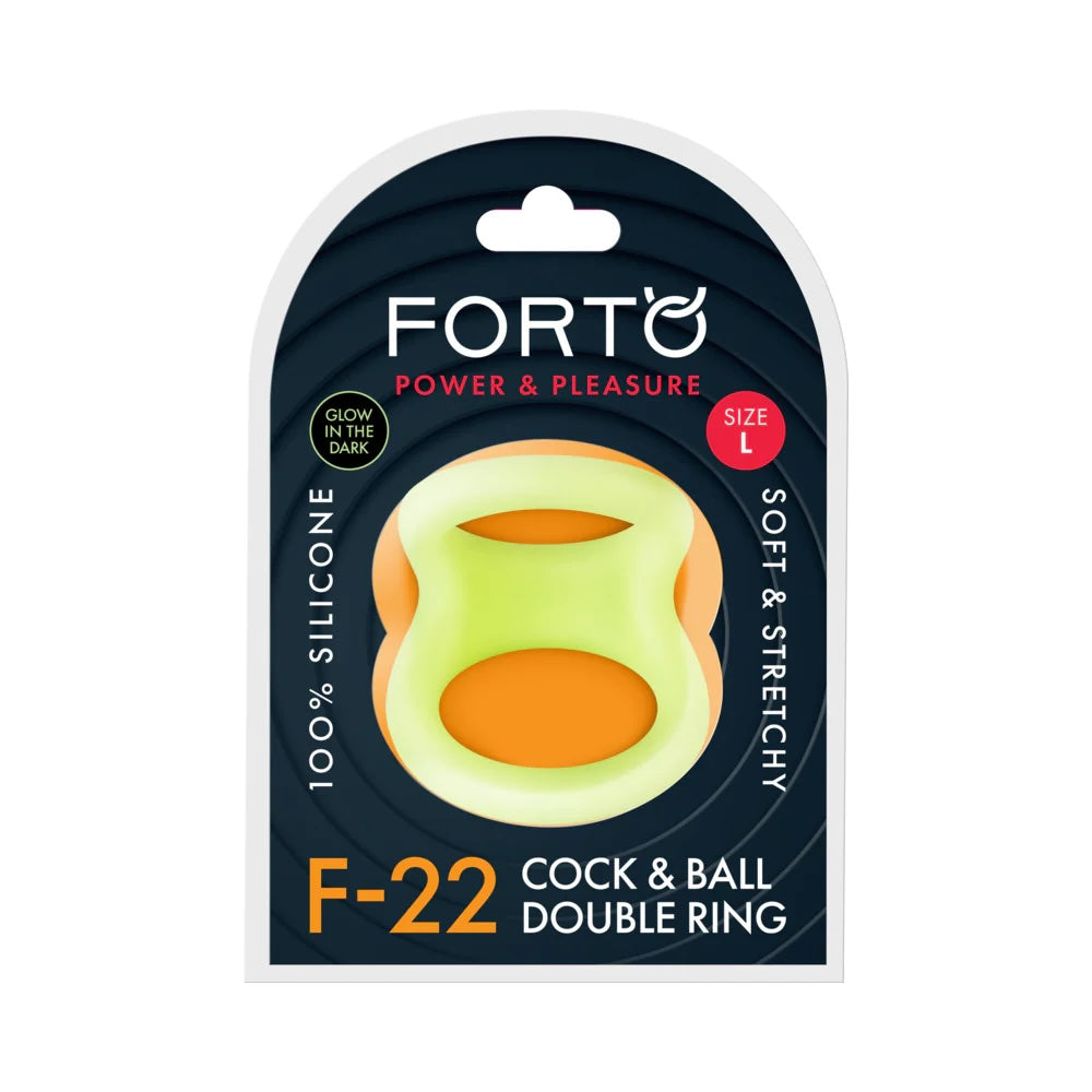 Forto F-22 Liquid Silicone Cock & Ball D-Ring Large Glow