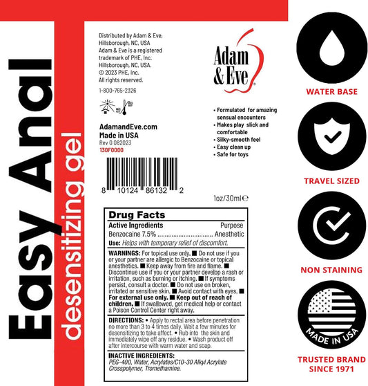 Adam & Eve Easy Anal Desensitizing Gel 1 oz.