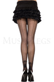 BACKSEAM SHEER PANTYHOSE WITH TASSEL BOW - BLACK