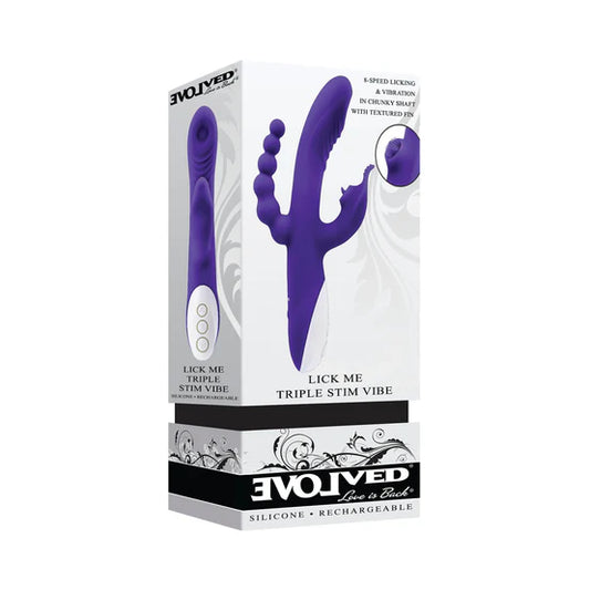 Lick Me Triple Stim Rechargeable Silicone Vibrator - Purple