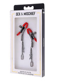 Sex & Mischief Ex's & Oh's Nipple Clamps - Red/Black