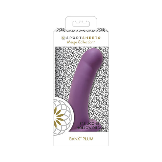 Sportsheets Merge Collection Banx 8 in. Silicone Hollow Dildo Plum