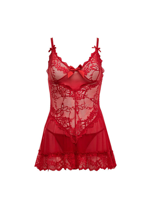 Valentine Lacey Babydoll- RED