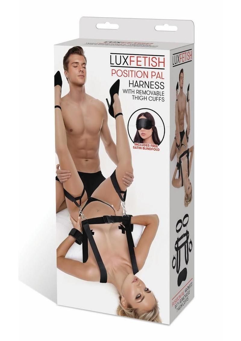 Lux Fetish Position Pal Harness with Removable Thigh Cuffs - Black