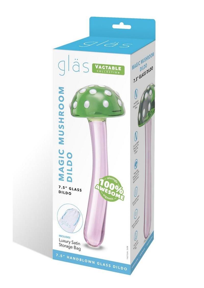 Glas Magic Mushroom Glass Dildo 7.5in - Pink/Green