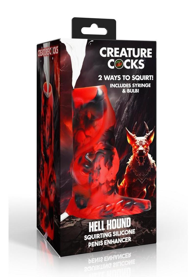Creature Cocks Hell Hound Squirting Silicone Penis Enhancer - Red/Black