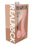 Realrock Realistic Dual Density Vibrating Silicone Dildo with Weighted Balls 8 in. Beige