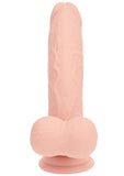 Realrock Realistic Dual Density Vibrating Silicone Dildo with Weighted Balls 8 in. Beige