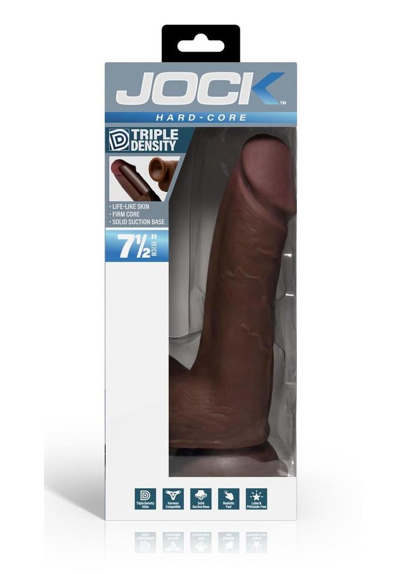 Jock Hard Core Triple Density Dildo with Balls 7.5in - Chocolate