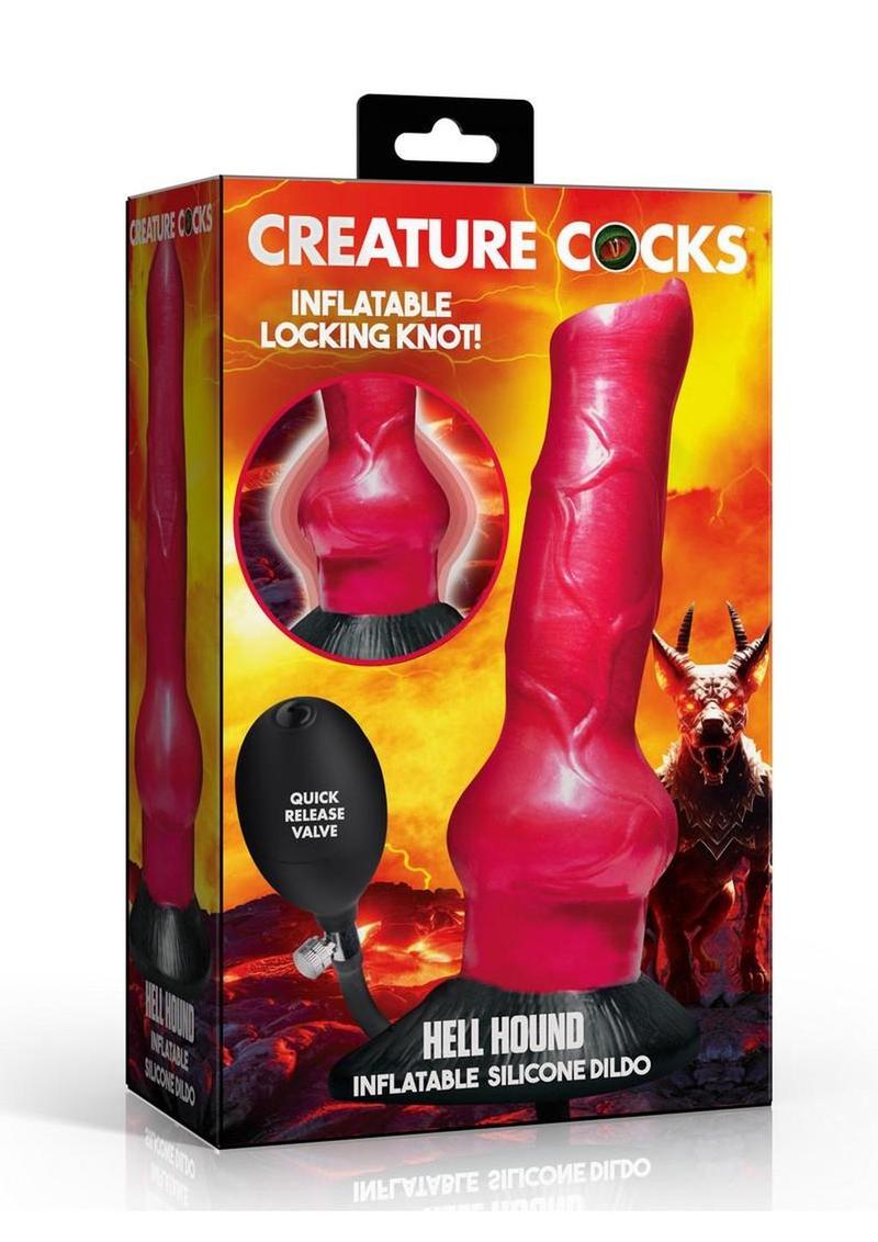 Creature Cocks Hell Hound Inflatable Silicone Dildo - Red/Black