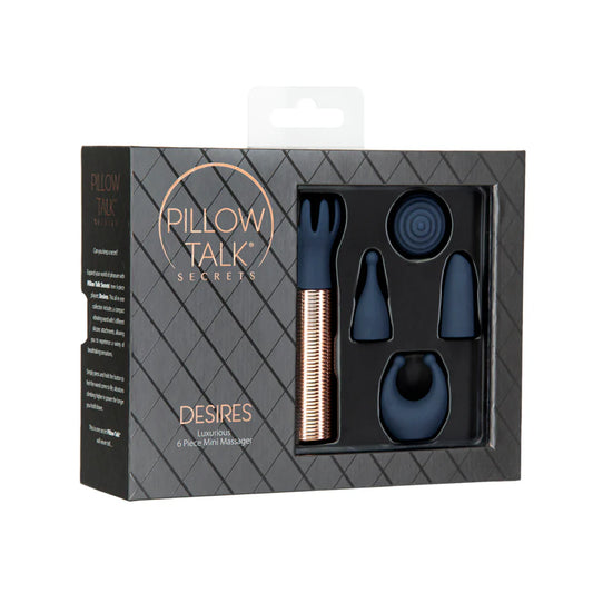 Pillow Talk Secrets Desires 6-Piece Silicone Mini Massager Set Navy