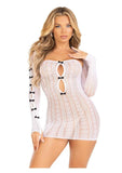 Leg Avenue Sweetheart Striped Tube Dress and Matching Shrug with Keyhole and Mini Bow Detail - OS - White