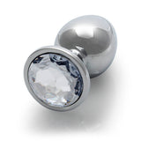 Shots Ouch! Round Gem Butt Plug Medium Silver/Diamond