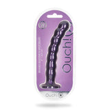 Shots Ouch! Beaded Silicone 8 in. G-Spot Dildo Metallic Purple