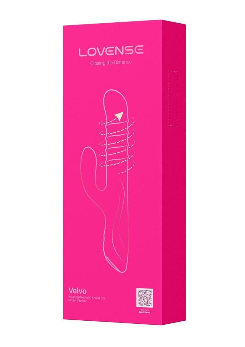Lovense Velvo Rotating Vibrating 3-in-1 Rechargeable Bluetooth App Compatible Rabbit Vibrator - Pink