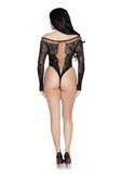 Leg Avenue Net and Lace Crotchless Teddy - O/S - Black