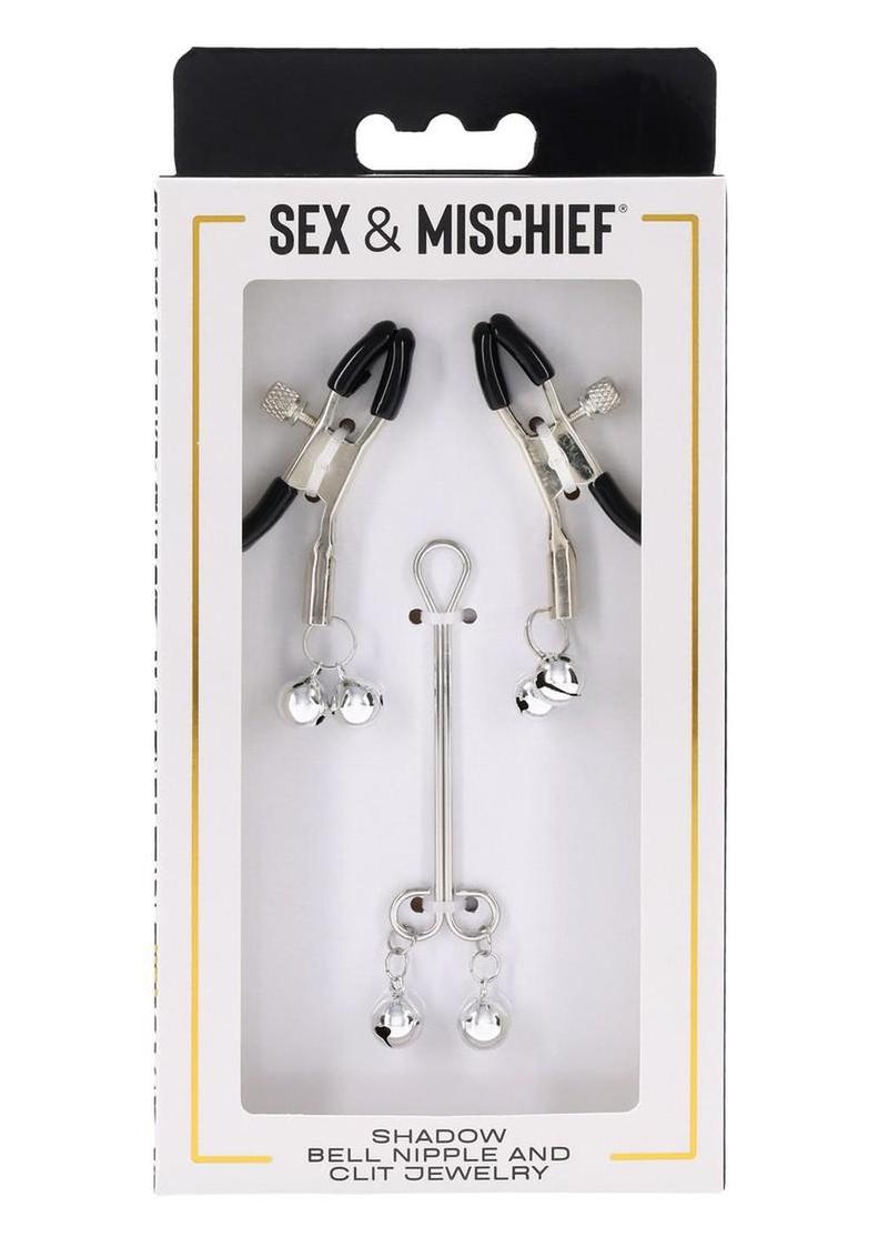 Sex & Mischief Shadow Bell Nipple Clit Jewelry - Black/Silver