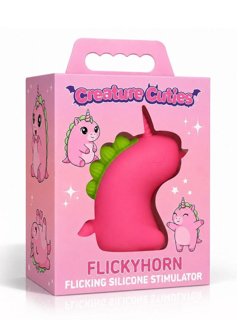 Creature Cuties Flickyhorn Flicking Rechargeable Silicone Stimulator - Pink/Yellow