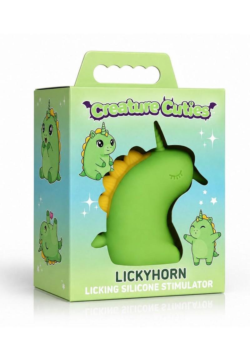 Creature Cuties Lickyhorn Licking Rechargeable Silicone Stimulator - Green/Yellow