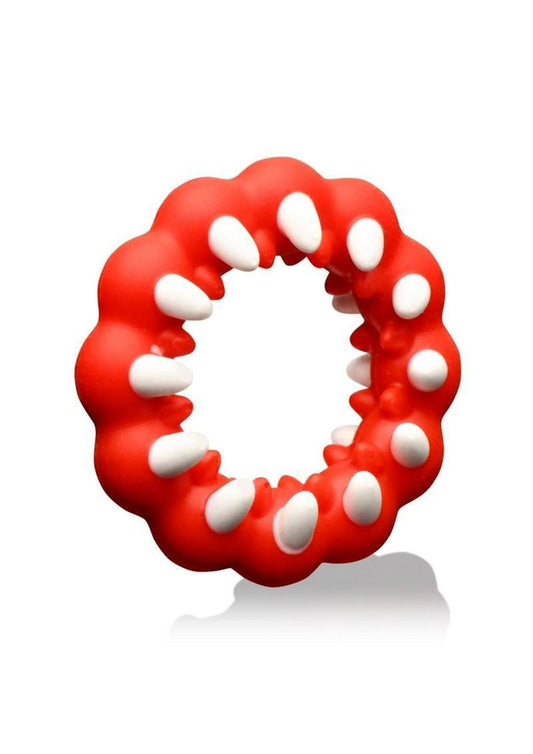 Creature Cocks Fangs Silicone Cock Ring - Red/White