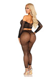 Leg Avenue Rhinestone Fishnet Crop Top and Footless Tights -O/S