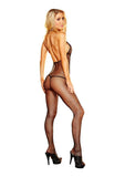 Lapdance Lingerie Deep V Crotchless Bodystocking  - Black
