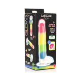 Lollicock Glow in the Dark Rainbow Silicone Dildo with Balls 7in