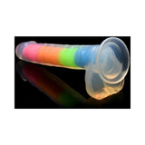 Lollicock Glow in the Dark Rainbow Silicone Dildo with Balls 7in