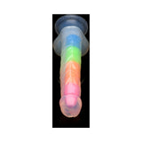 Lollicock Glow in the Dark Rainbow Silicone Dildo with Balls 7in