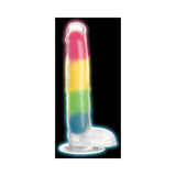 Lollicock Glow in the Dark Rainbow Silicone Dildo with Balls 7in