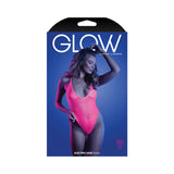 Fantasy Lingerie Glow Electric Haze Criss Cross Back Teddy with Snap Closure Neon Pink