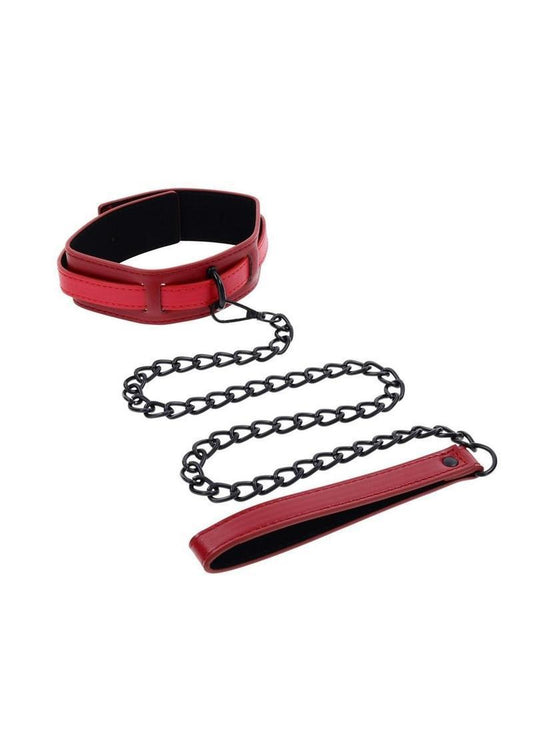 Sex & Mischief Ex's & Oh's Collar and Leash - Red/Black