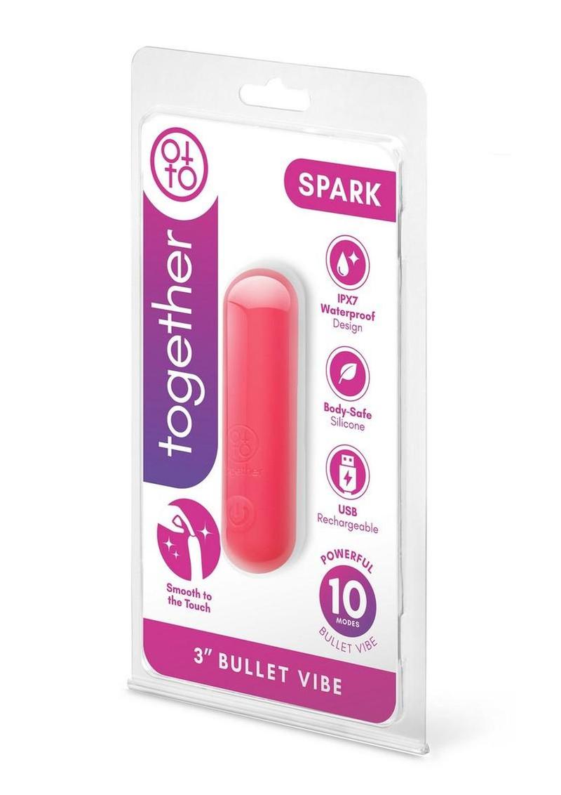 Together Spark Silicone Rechargeable Bullet Vibrator 3in - Pink