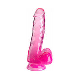 King Cock Clear Dildo with Balls 6in - Pink