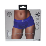 Ouch! Vibrating Strap-on Brief Royal Blue