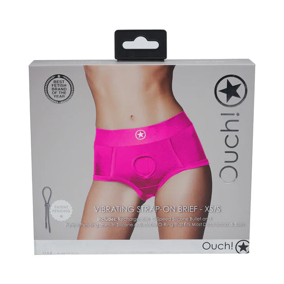 Ouch! Vibrating Strap-on Brief Pink