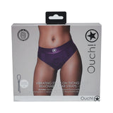 Ouch! Vibrating Strap-on Thong with Removable Butt Straps Purple