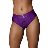 Ouch! Vibrating Strap-on Thong with Removable Butt Straps Purple