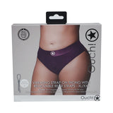 Ouch! Vibrating Strap-on Thong with Removable Butt Straps Purple